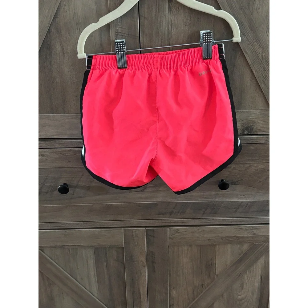 Nike Kids Dri-FIT Running Shorts Neon Pink White Mesh Trim Girls Size Small 4-5